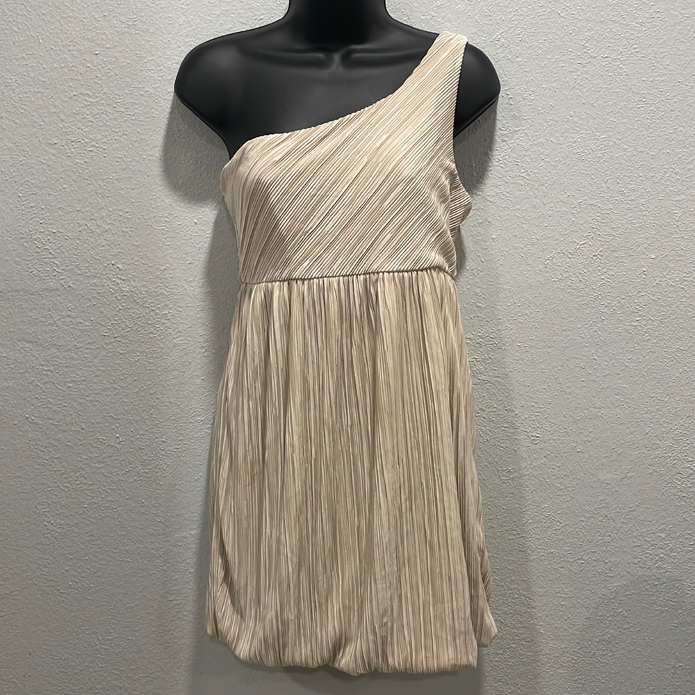Beige One side shoulder Dress
